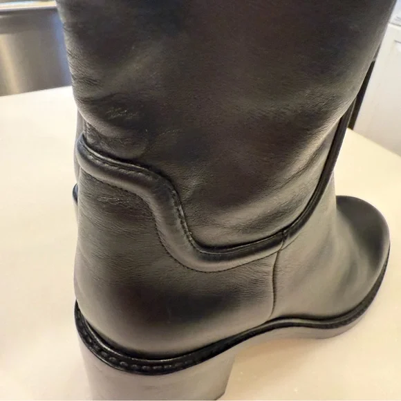 Vince Fabian Women’s Boots Knee High Black Leather Stretch Calf NEW Sz 7.5
